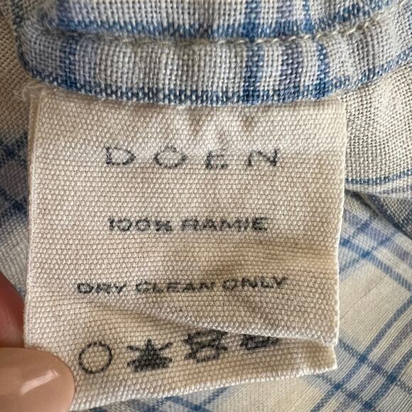 DÔEN Frede Meadowlark Plaid Babydoll Short Mini Dress Size M - Picture 10 of 13